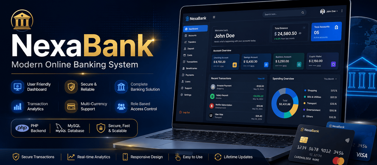 NexaBank — Online Banking System (PHP & MySQL)